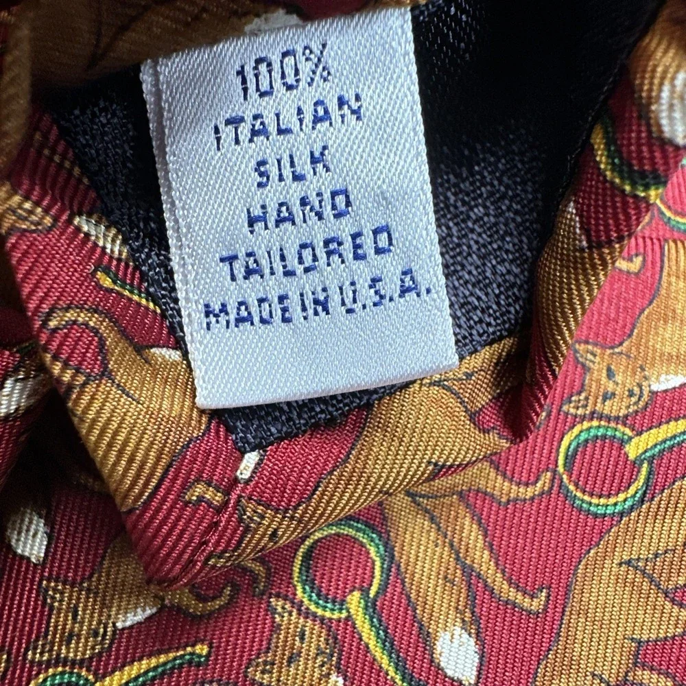 Paul Fredrick - White Tail Fox Tie -‎ Mens Silk Red Tie - 58